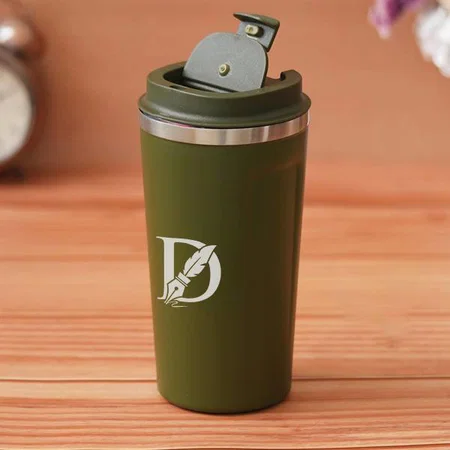 Green Customized Insulated Stainless Steel Coffee Mug with Lid - 500 ML