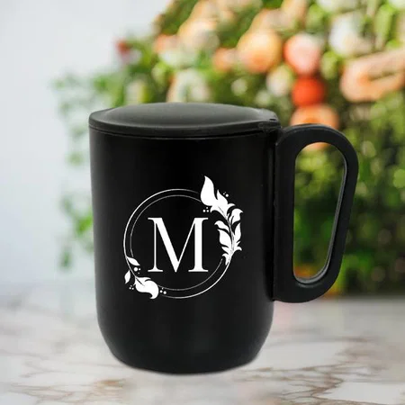Black Customized Stainless Steel Coffee Mug with Handle - 240 ML