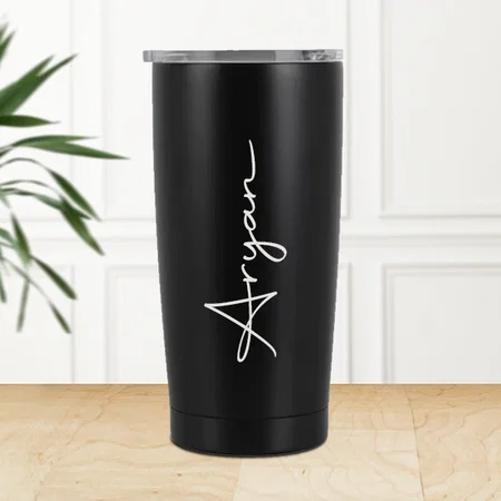 Black Customized Stainless Steel Travel Tumbler Mug with Lid - 600 ML