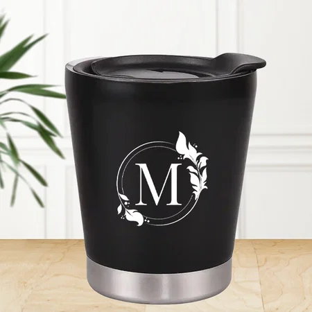 Black Customized Stainless Steel Double Wall Coffee Mug - 315 ML