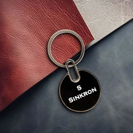 Black Customized Circle Metal Keychain