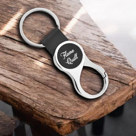 Black Customized Metal Keychain with Hook