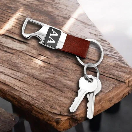 Brown Customized Metal Keychain with Hook