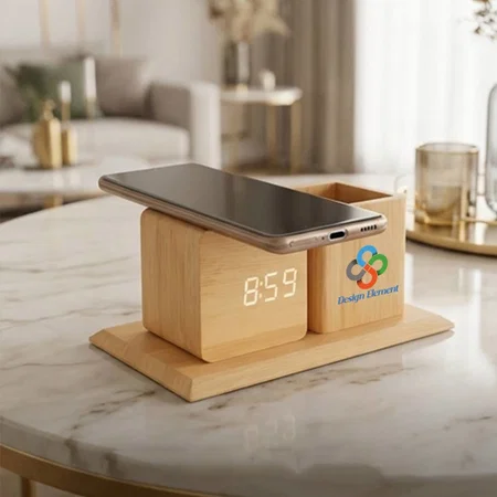 Customized Bamboo Wireless Charging Hub