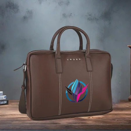Brown Cross Customized Croco Classy Briefcase Laptop Bag