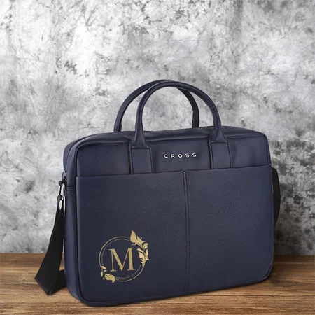 Navy Blue Cross Customized Jiloz Prime Briefcase Laptop Bag