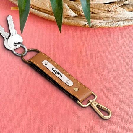 Brown Customized Leather Keychain