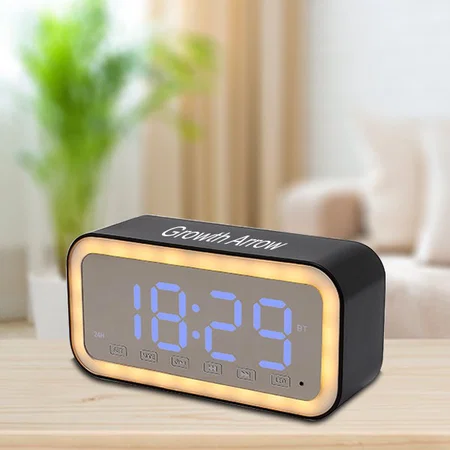 Black Customized Clock with Wireless Speaker, Colorful RGB LED Light,