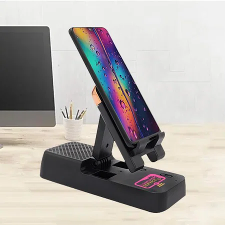 Black Customized Mobile Holder with Speaker, Phone Holder Stand, USB Disk Support, Memory Card Support, USB Interface, HD sound quality