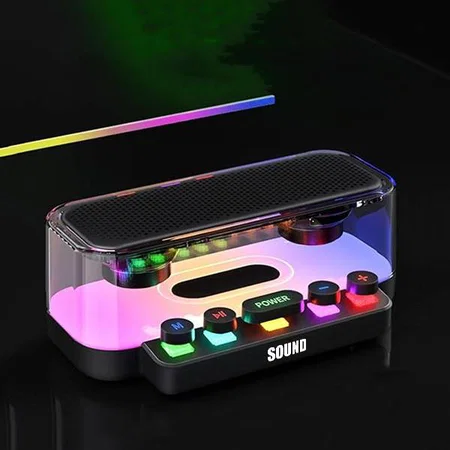 Customized Wireless Speaker Portable 10w Dual Bluetooth Speaker with 360° RGB Light Show, Keyboard Switch Design FM Radio, SD/TF Card, USB