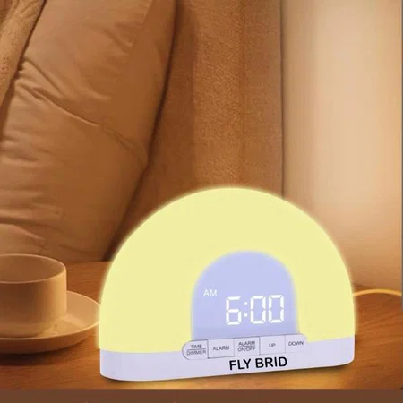 White Customized Surise clock with 30 step Lamp | Easy Press Anywhere Function For Light