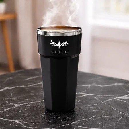 Black Customized Tall Sipper Mug | Bpa Free | Leak Proof | Double Wall | 375 ml. approx