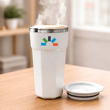 White Customized Tall Sipper Mug | Bpa Free | Leak Proof | Double Wall | 375 ml. approx