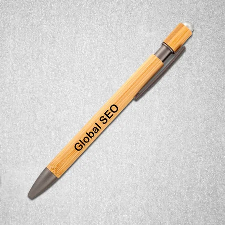 Brown Customized Bamboo Pen With Stylus