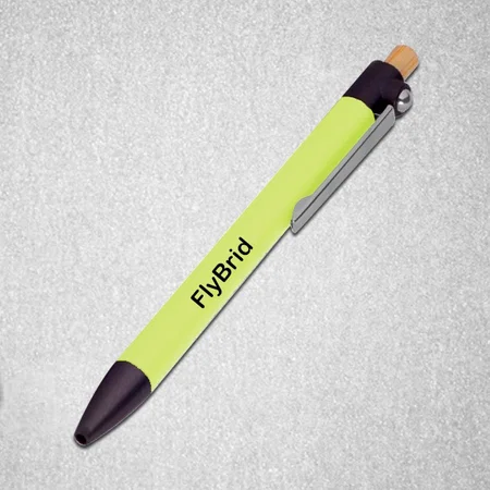 Lime Customized Metal pen with Bamboo Pusher and Fidget Ball