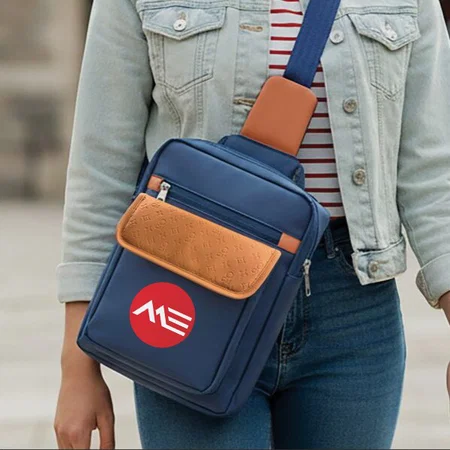 Blue Customized Premium Travel Sling Bag With Side Lock | Waterproof Build With 3 Pockets | Perfect For Travel