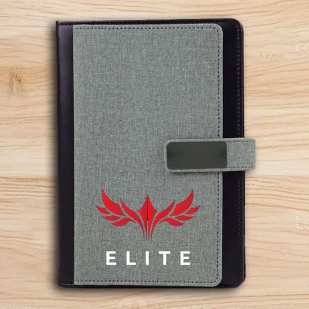 Grey Customized Premium Organizer Notebook with Card Slots | Magnetic Lock
with Metal Plate