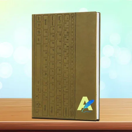 Brown Customized Keyboard Notebook with Metal Bookmark | Hard Bound Cover