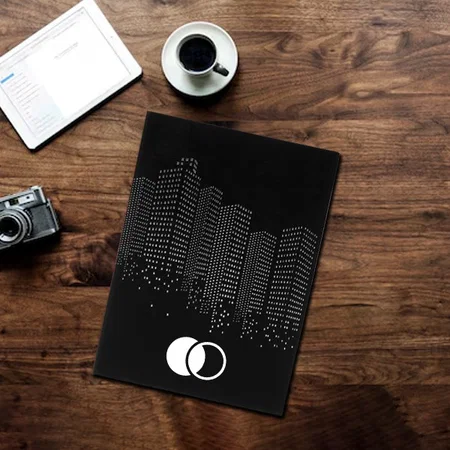 Black Customized PU Notebook with Memorandum and Bookmark Ribbon