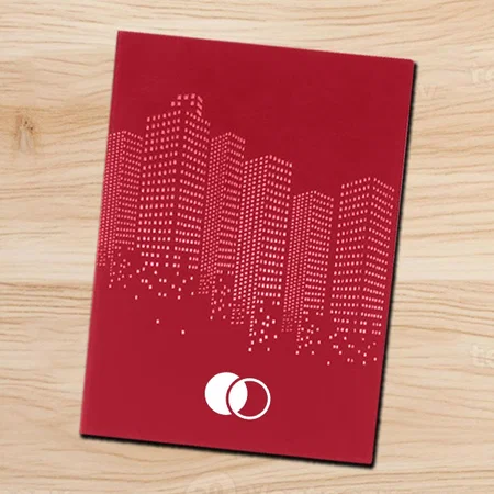 Red Customized PU Notebook with Memorandum and Bookmark Ribbon