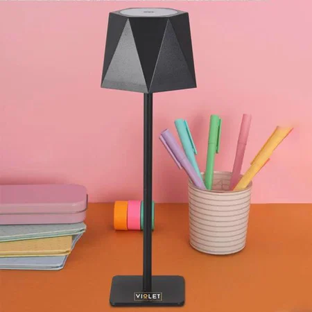 Black Customized Rechargeable Metal Table Lamp | 1800 mAh Rechargeable Battery