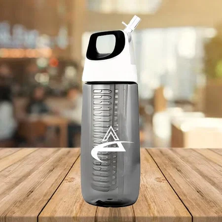 Black Customized Fruit Infuser Water Bottle With Silicon Handle Grip (700ml approx) | BPA free