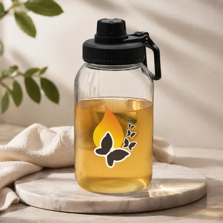 Customized Gallon Style Glass Bottle With Carry Handle & Protective Sleeve | Capacity 725ml (Approx)