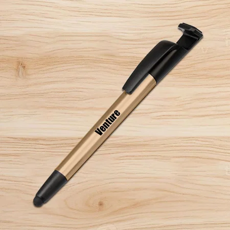 Golden Customized 4 in 1 Pen with Mobile Stand, Stylus and Cleaner