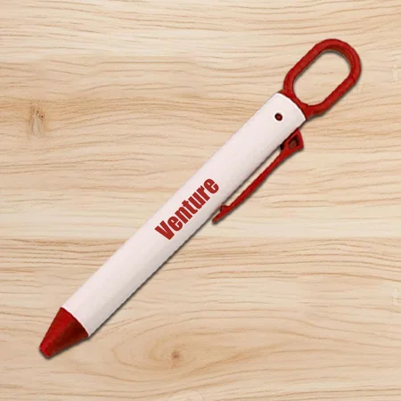 Red & White Customized Mini Clip Pen | Hang to Bags/ Belts Easily