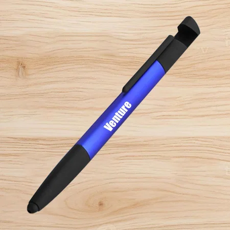 Black & Blue Customized 6 in 1 Pen with Phone Stand, Cleaner, Ruler, Tools and Stylus