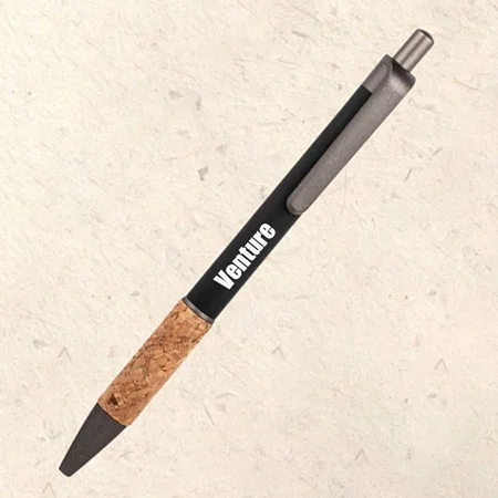 Black Customized Cork Grip Velvet Touch Pen | Eco Friendly