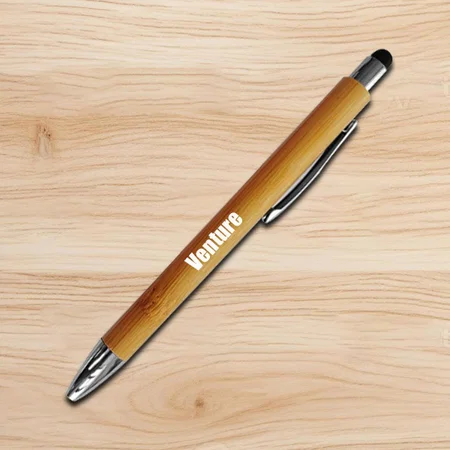 Brown Customized Bamboo Pen with Stylus