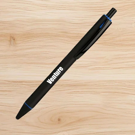 Blue Black Customized Matte Metal Pen with Colored Highlights