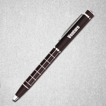 Brown Customized Checkered Metal Pen with Silver Checks
