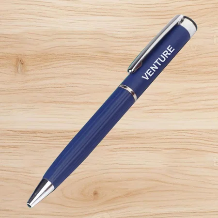 Blue Customized Brass Metal Pen with Stripes