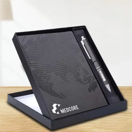 Grey Customized Globe Notebook Gift Set: A5 Globe Notebook With Pen