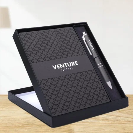 Grey Customized Dune Notebook Gift set: A5 Dune Notebook With Pen