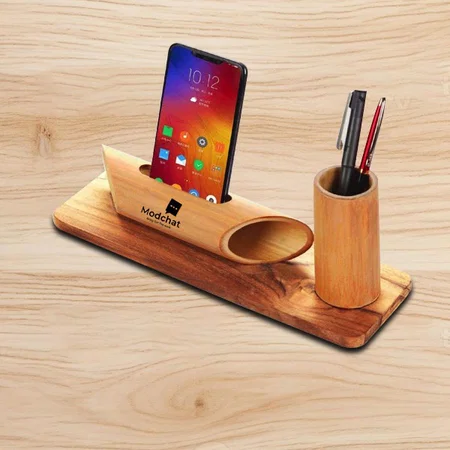 Brown Customized Bamboo Tumbler with Music Amplifier for Smartphones | Universal Design | With PU Gloss finish