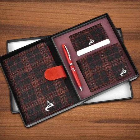 Cusomized Tweed Tan Set of 4: Multi Use Passport Holder, Wallet, Card Holder, Metal Pen