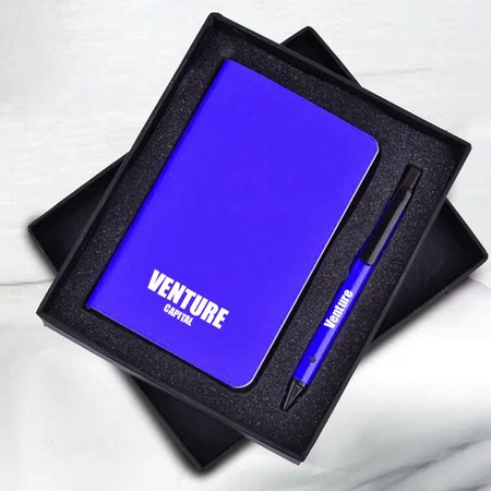 Blue Customized Set of 2: Flexible Pocket A6 Notebook with Ruled & Checked Pages With Flat Pen