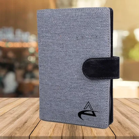 Grey Customized Canvas Passport Holder With Sim Card Safe Case & Sim Card Jackets