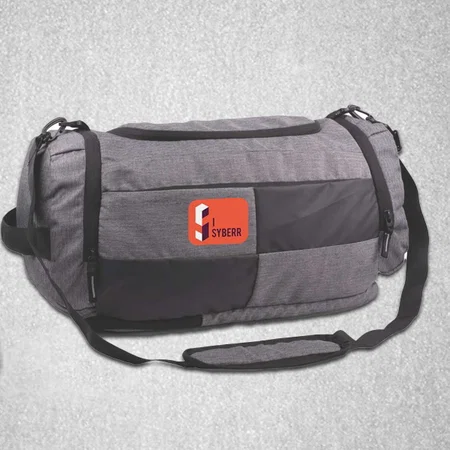 Grey Customized Checkers Premium Travel Duffel bag | Separate Laptop Compartment | Shoe & Utility Pockets on Sides