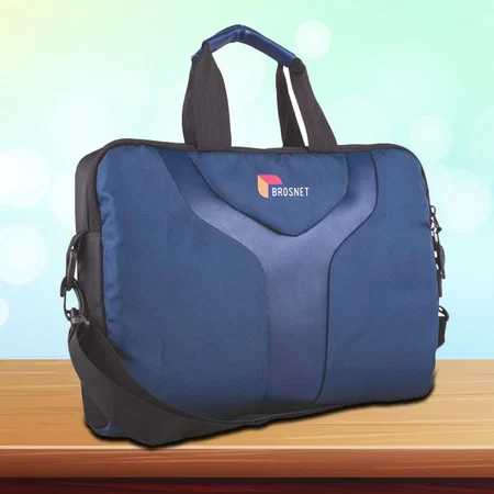 Blue Customized Y Style Laptop Bag with PU Highlight