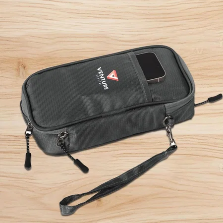 Grey Customized Handy Tech Gadget Organizer with Carry Strap | Thoughtful Inner Construction with Outer Pockets