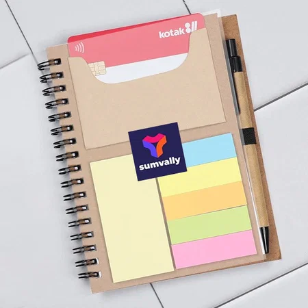 Brown Customized Eco friendly Sticky Pad Notebook with Clear Cover (with pen)