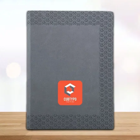 Grey Customized A5 Notebook with Memorandum & Bookmark Ribbon | 80 gsm sheets | 160 Undated Pages