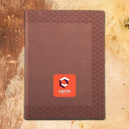 Tan Customized A5 Notebook with Memorandum & Bookmark Ribbon | 80 gsm sheets | 160 Undated Pages
