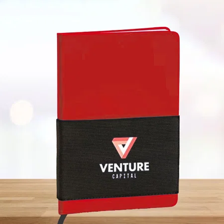Red Customized Pocket Notebook with Fabric Cover | A5 size | Hard Bound Cover | With Memorandum & Bookmark Ribbon| 80 gsm sheets | 160 undated pages
