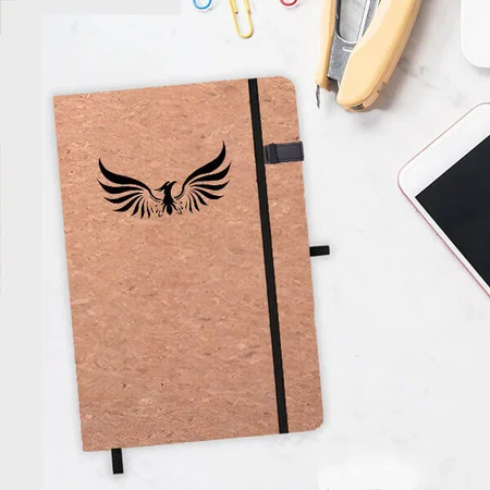 Customized Hard bound Cork A5 notebook with Pen Drive Slot, Ribbon and elastic fastener