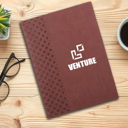 Brown Customized Diamond A5 Notebook with Memorandum & Bookmark Ribbon